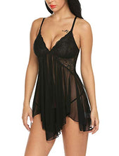 Load image into Gallery viewer, Avidlove Lingerie for Women for Sex Lace Babydoll Mesh Chemise V Neck Sexy Sleepwear(Black,M)
