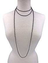 Load image into Gallery viewer, MGR MY GEMS ROCK! BjB 4MM Petite Faceted Cut Hematite Beaded Endless Infinity Long Necklace, Approx. 70-Inch Long.
