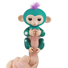 Load image into Gallery viewer, Fingerlings Glitter Monkey - Quincy - Teal Glitter - Interactive Baby Pet - By WowWee (Amazon Exclusive)
