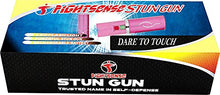 Load image into Gallery viewer, FIGHTSENSE Women Self Defense Kit W/Pepper Spray and Lipstick Stun Gun W/Flashlight, 25Burst, 1.6µC Painful Charge, Rechargeable Battery, Includes Keychain Leather Pouch(Pink/PBSpray)
