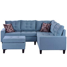 Load image into Gallery viewer, Harper &amp; Bright Designs Sectional Sofa with Ottoman, Modern Soft Convertible Sofa Couch, Living Room Furniture Sofa Sets (Blue)
