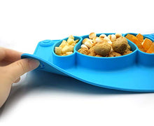 Load image into Gallery viewer, LongDear Baby Silicone Suction Placemat + Plates - Food Feeding Divided Mat for Kids and Toddlers Fits Most Highchair Trays - Easily Wipe Clean - Dishwasher and Microwave Safe (Blue &amp; Green)
