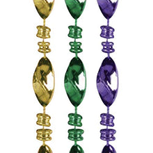 Load image into Gallery viewer, Beistle Swirl Beaded Necklaces 12 Piece Mardi Gras Party Supplies, 33", Gold/Green/Purple
