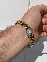 Load image into Gallery viewer, Tri Color Cuban Chain Or Bracelet - Heavy 12mm with Diamond Clasp- Mens Miami Cuban - Yellow Rose &amp; White Gold Over Stainless Steel (20" Chain)
