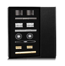 Load image into Gallery viewer, YADOCA Tie Clip Cufflinks Set for Men Necktie Tie Bar Clips Business Shirts Tuxedo Wedding Gift with Box Silver-Tone Gold-Tone Black
