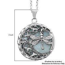 Load image into Gallery viewer, Shop LC Sky Blue Aventurine Healing Crystal Necklace for Women Crescent Moon Real Stone Pendant Chakra Jewelry Wire Wrapped Dragonfly Gifts Size 20"
