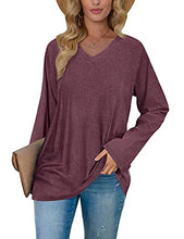 Load image into Gallery viewer, Fall Sweaters For Women Plain Tunic Shirts Purple Pullover Loose Fitting Clothes L
