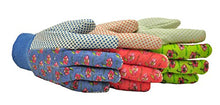 Load image into Gallery viewer, G &amp; F Products 1852-3 Women Soft Jersey Garden Gloves, Women Work Gloves, 3-Pairs Green/Pink/Blue per Pack

