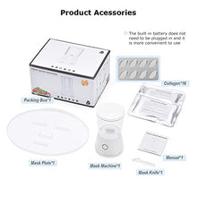Load image into Gallery viewer, Face Mask Maker Mini Natural Mask Machine DIY Skin Food Sheet Mask Facial Treatment SPA Skin Care Product with Mask Molds &amp; 16 Collagen Pills (White)
