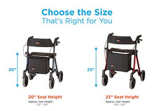 Load image into Gallery viewer, NOVA Medical Products NOVA Forte Rollator Walker, 20" Seat Height, Easy to Fold and Carry Rolling Walker, Red, 4320RD
