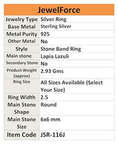 Load image into Gallery viewer, JewelForce Lapia Lazuli Gemstone Band Ring Men &amp; Women Band Ring All Size Band Ring 925 Sterling Silver Band Ring Gift Item Handmade Jewelry JSR-116J_US11

