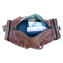 Load image into Gallery viewer, Leather duffel bag large 24 Inch Square Duffel Travel Gym Sports Overnight Weekender Leather Bag for men and women by Komal's Passion Leather
