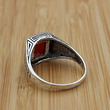 Load image into Gallery viewer, Red Agate Ring Men, 925 Silver Mens Ring, Agate Ring Men, Silver Ottoman Ring, Mens Ring, Signet Silver Ring, Unique Ring Men, Turkish Handmade Silver Ring, Gift For Him, Mens Accessories Jewelry
