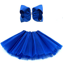 Load image into Gallery viewer, BGFKS 5 Layered Tulle Tutu Skirt for Girls with Hairbow, Ballet Dressing Up Kid Tutu Skirt Dark Blue
