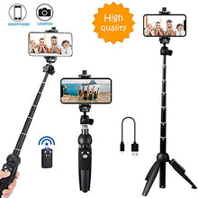 Load image into Gallery viewer, Bluehorn All in one Portable 40 Inch Aluminum Alloy Selfie Stick Phone Tripod with Wireless Remote Shutter for iPhone 12 11 pro Xs Max Xr X 8 7 6 Plus, Android Samsung Smartphone Vlogging Live Stream
