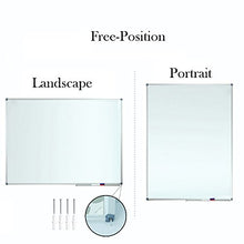Load image into Gallery viewer, Lockways White Board Dry Erase Board 48 x 36 - Magnetic Whiteboard 4 X 3, Silver Aluminium Frame, Set Including 1 Detachable Aluminum Marker Tray, 3 Dry Erase Markers, 8 Magnets
