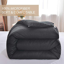 Load image into Gallery viewer, Seersucker Queen Comforter Set Black 3 PCs, All Season Reversible Down Alternative Quilted Duvet Insert, Hypoallergenic Microfiber Filling, Luxury Hotel Quality Bedding Sets in a Bag, Size 90 inch
