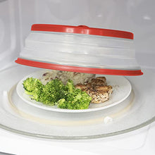 Load image into Gallery viewer, Tovolo Vented Collapsible Microwave Food Cover With Easy Grip Handle, Dishwasher-Safe, BPA-Free Silicone &amp; Plastic, 10.5" Round, Red

