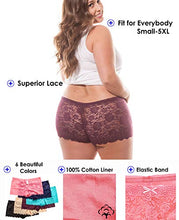 Load image into Gallery viewer, Barbra's 6 Pack of Women's Regular &amp; Plus Size Lace Boyshort Panties (2XL, Rose)
