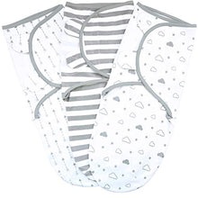 Load image into Gallery viewer, Swaddle Blanket, Baby Swaddle Wrap for Infant (0-3 Month), Adjustable Newborn Swaddle Set, 3-Pack Soft Organic Cotton, Grey
