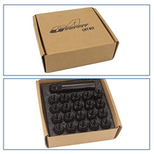 Load image into Gallery viewer, GAsupply 20pcs Black 12x1.5 Lug Nuts, Closed End Acorn Spline Tuner Lug Nuts 1.38" Tall 3/4" Hex Conical/Cone Seat for Aftermarket Wheels, Pack of 20+1 Socket Key
