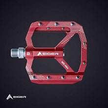 Load image into Gallery viewer, Eigertec One Mountain Bike Pedals Platform Bicycle Flat Alloy Pedals 9/16" Pedals Non-Slip Alloy Flat Pedals CNC (Red)
