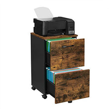 Load image into Gallery viewer, VASAGLE File Cabinet, with 2 Drawers, Mobile Filing Cabinet with Wheels, for A4, Letter Sized Documents, Hanging File Folders, Rustic Brown and Black UOFC040B01
