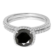 Load image into Gallery viewer, Dazzlingrock Collection 2.00 Carat (ctw) 14K Round Cut Black &amp; White Diamond Engagement Ring Set 2 CT, White Gold, Size 7
