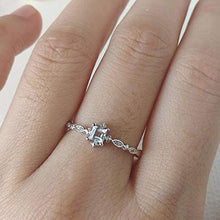 Load image into Gallery viewer, Greendou Fashion Jewelry 925 Sterling Silver Dainty Blue Crystal Ring for Women Simple Style Square Engagement Finger Ring Ladies Fashion Jewelry (6)
