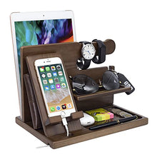 Load image into Gallery viewer, Phone Docking Station for Men - Handmade Unique Nightstand Organizer with Key Holder, Tablet Holder, Book Watch Glasses Accessories Organizer - Great Gift Ideas for Him, Husband, Dad, Grandpa
