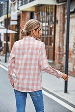 Load image into Gallery viewer, Kids Girls Long Sleeves Button Down Gingham Plaid Flannel Shirt Tops for Toddlers Baby and Little Girls, Pink White Plaid, 11-12 Years/Tag 180
