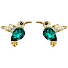 Load image into Gallery viewer, Jewever 925 Sterling Silver Hummingbird Ear Studs Blue Cubic Zirconia Earrings for Women Jewelry Gift Golden
