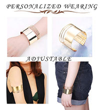 Load image into Gallery viewer, Hanpabum Women Gold Tone Choker Necklace and Cuff Bangle Bracelet Jewelry Set Exaggerated Punk Style (A:Gold Tone)
