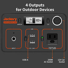 Load image into Gallery viewer, Jackery Portable Power Station Explorer 240, 240Wh Backup Lithium Battery, 110V/200W Pure Sine Wave AC Outlet, Solar Generator (Solar Panel Not Included) for Outdoors Camping Travel Hunting Emergency
