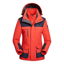 Load image into Gallery viewer, ANKIKI Women's Snowboard Ski Jackets 3 in 1 Winter Waterproof Snow Coat Warm Hooded Parka with Detachable Liner,Orange,XXL
