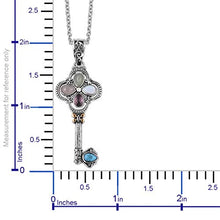 Load image into Gallery viewer, Shop LC Delivering Joy Good Lucky Key Chain Pendant Necklace for Women Amethyst Rose Quartz Aventurine ION Plated Yellow Gold Stainless Steel 20" Cttw 1.5
