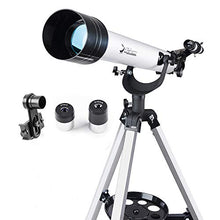 Load image into Gallery viewer, Telescopes for Adults, Telescope for Beginners and Kids - 700mm Focal Length Refractor &amp; Travel Scope to Observe Moon and Planet with 10mm Eyepiece Smartphone Mount and Tripod
