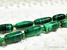Load image into Gallery viewer, Malachite Necklace - Graduated barrel bead necklace - Antique
