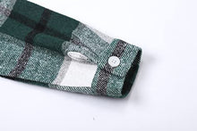 Load image into Gallery viewer, SANGTREE Girl's Plaid Jacket Shackets Flannel Button Down Long Sleeve Classic Print Shirt Coat Tops, Yf8 Plaid Jacket -Green White, 2-3T = Tag 100
