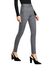 Load image into Gallery viewer, SweatyRocks Women's Casual Skinny Leggings Stretchy High Waisted Work Pants Elastic Waisted Plaid Small
