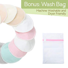 Load image into Gallery viewer, Organic Bamboo Nursing Breast Pads - 14 Washable Pads + Wash Bag - Breastfeeding Nipple Pad for Maternity - Reusable Nipplecovers for Breast Feeding (Pastel Touch, Large 4.8")
