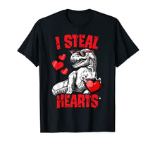 Load image into Gallery viewer, Boys Valentines Day Kids Dinosaur T rex Lover I Steal Hearts T-Shirt

