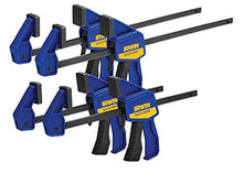 Load image into Gallery viewer, IRWIN QUICK-GRIP Bar Clamp, One-Handed, Mini, 6-Inch (2), 12-Inch (2), 4-Pack (1964748) Blue, Yellow
