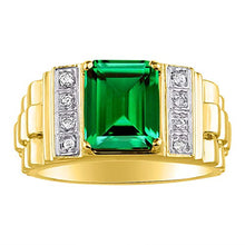 Load image into Gallery viewer, RYLOS Designer Emerald Cut Green Emerald &amp; Diamond Ring - May Birthstone
