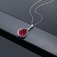 Load image into Gallery viewer, Gem Stone King 925 Sterling Silver Red Created Ruby Pendant Necklace 9.10 Ct Pear Shape with 18 Inch Silver Chain
