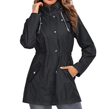 Load image into Gallery viewer, Simayixx Women's Long Jacket Warm Waterproof Windbreaker Hooded Jackets Raincoat Activewear Outdoor Trench Coat Black
