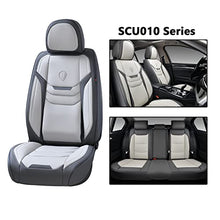 Load image into Gallery viewer, Coverado Seat Covers, Breathable Faux Leather Car Seat Cushions with Lumbar Support, Universal Auto Accessories Full Set Fit for Most Cars, Sedans, SUVs and Trucks, Gray
