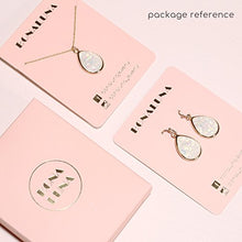 Load image into Gallery viewer, BONALUNA Bohemian Wood And Marble Effect Oval Shaped Drop Statement Earrings
