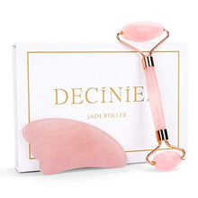 Load image into Gallery viewer, Deciniee Jade Roller and Gua Sha Tools Set - Anti Aging Rose Quartz Roller Massager - 100% Real Natural Jade Roller for Face, Eye, Neck - Beauty Jade Facial Roller for Slimming &amp; Firming
