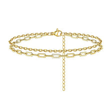 Load image into Gallery viewer, Layered Paperclip Chain Anklet 14K Gold Plated Boho Beach Abkle Bracelet for Women
